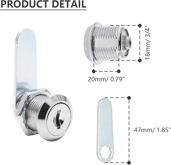 Uenhoy 6 Pack Cam Locks, Keyed Alike - 3/4" (20mm) Set for Drawers, Mailbox, Tool Box, RV, File Cabinet Locks with Keys