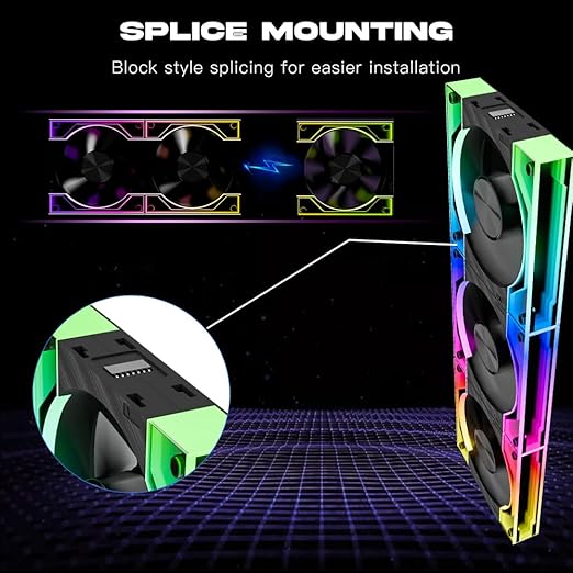 Jungle Leopard Interstellar V3 120mm PC Case Fan Infinity Mirror Module Daisy-Chain 120mm RGB PWM Fan Triple Pack Suitable for Computer Case & 360mm AIO Cooler(Black-3Pack