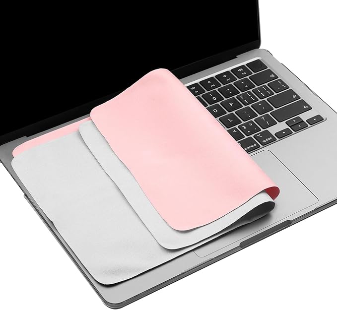 2 Pack Microfiber Liner Cleaning Cloth 13" with Screen Keyboard Imprint Protection, Laptop Keyboard Protector Compatible with MacBook Pro/AIR 13" and MacBook Pro 14"-(Grey+Pink)