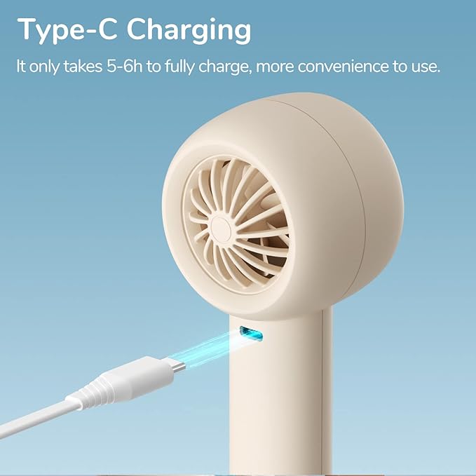 JISULIFE Mini Portable Fan-Bladeless Safe Design, Powerful Turbo Handheld Fan with 5 Speeds, 16Hrs Max Cooling Time，USB Rechargeable, Small Pocket for Travel/Lash, Gifts For Girls/Women
