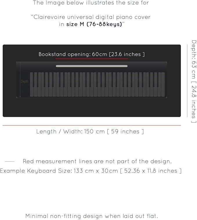 Clairevoire Piano Keyboard Dust Cover for 61 Keys to 88 Keys, Electric Pianos Cover, Digital Pianos Cloth Protection,Lightweight and Adjustable Closure,Pearl White, M - Keyboard Piano up to 53" x 16"
