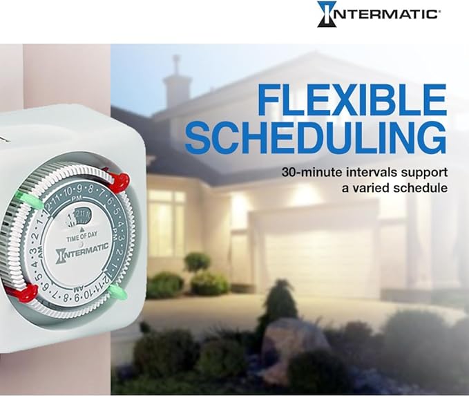Intermatic TN111K 15-Amp Indoor Timer - Versatile 24-Hour Control - Easy Manual Override and Single 2-Prong Design (1 Pack)