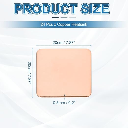 PATIKIL Copper Heatsink Pad Shims, 24 Pcs 20x20x0.5mm Copper Pad Shim IC Chipset GPU CPU Thermal Heatsink for Cooling Laptop Desktop Computer