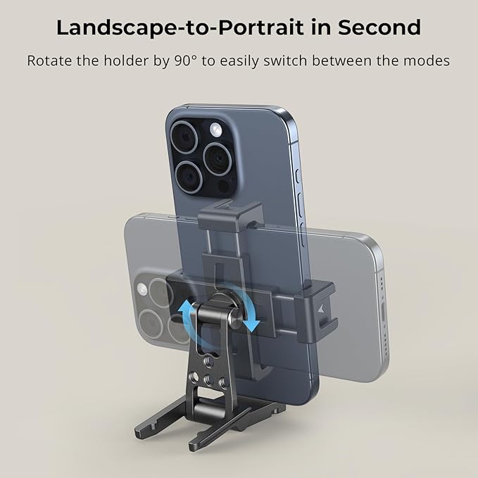 SMALLRIG Metal Phone Tripod Mount, Cell Phone Mount with Quick Release Adapter for Arca-Swiss, Multifunctional Phone Holder for Arca-Type Tripod, for DJI RS 3 Mini Stabilizer, for iPhone - 4611