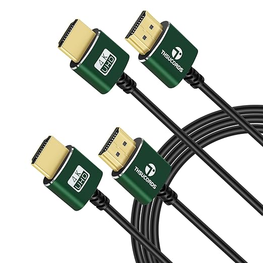 Thin HDMI to HDMI Cable 1FT 2 Pack, Ultra Slim & Flexible HDMI Cord Supports High Speed 4K@60Hz 18gbps 2160p 1080p