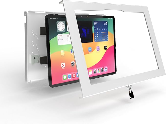 TABcare Locking Anti-Theft Metal Case for iPad Pro 13" for Kiosk, POS, Store, Show Display, Time Clock (White, iPad Pro 13)
