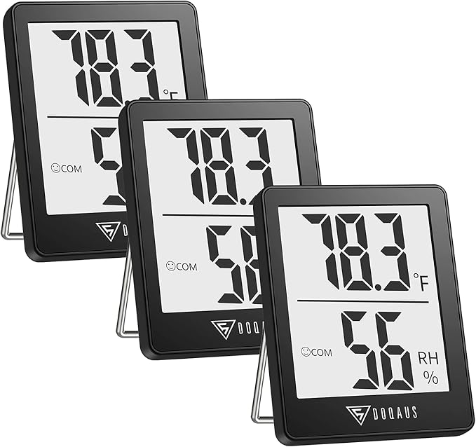 DOQAUS Digital Hygrometer Indoor Thermometer 3 Pack, Room Thermometer with 5s Fast Refresh, Accurate Humidity Meter Temperature Sensor for Home, Bedroom, Baby Room, Office, Greenhouse, Cellar (Black)