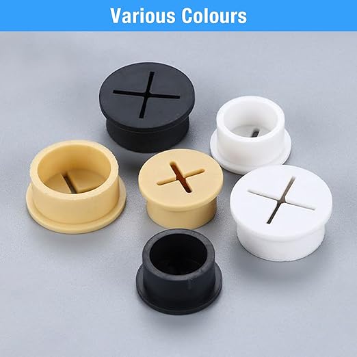 Desk Grommet, 3/4 in 20 mm Silicone Rubber Grommets, Black Desk Hole Cover for Cables, Flexible Wall Cord Pass Through Grommet for Office Table Computer Home Furniture Wire Organizer-8 Pcs