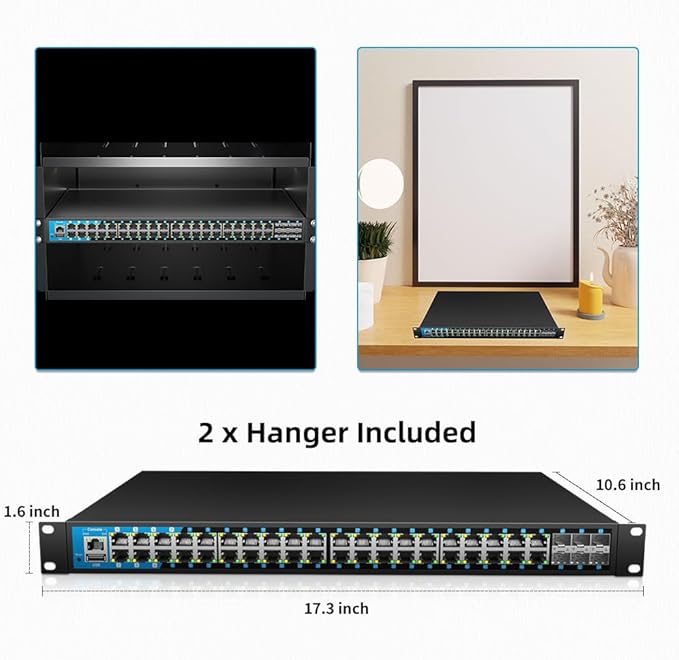 48 Port Gigabit PoE Switch Managed, with 48 PoE+ Ports @400W, 6 10G SFP Slots, IPv6 Static Routing, Desktop or Rackmount