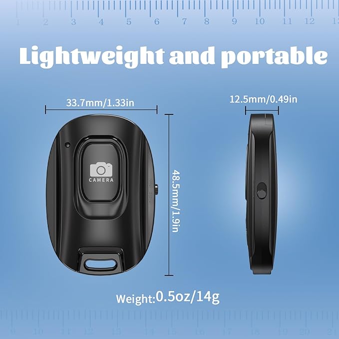 MAIRAN Rechargeable Wireless Camera Remote Shutter for iPhone and Android Smartphones, Bluetooth Phone Remote Control,Selfie Button for Photos and Videos Charging Cable and Wrist Strap Included-Black