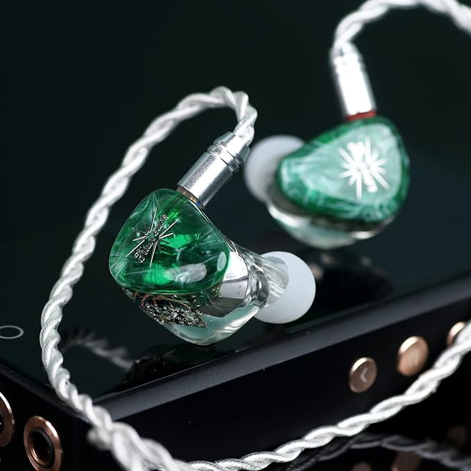 Kiwi Ears Orchestra Lite in Ear Monitor, Custom 8BA HiFi Earphone, Studio Monitor Headphone, Wired Earbuds with Detachable OFC Cable, Handcrafts Faceplate for Audiophile Musician (Green)