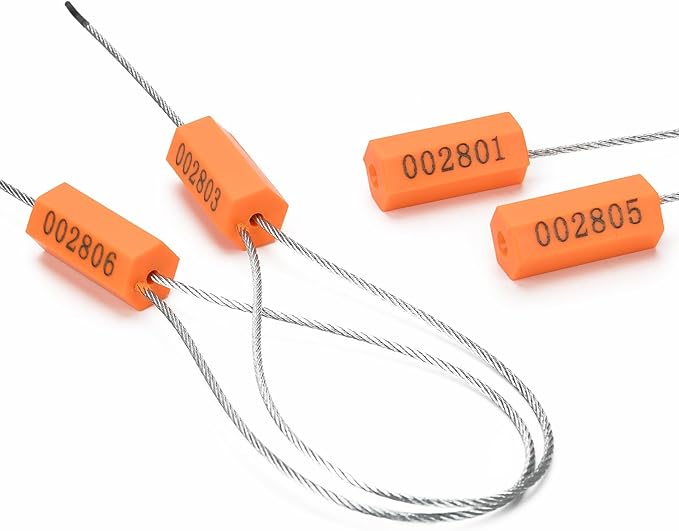 100PCS Steel Cable Seals Metal Security Seal Numbered Metal Truck Trailer Seals Security Tags Tamper Evident Tags Container Seals Pull Tight Steel Wire Seals