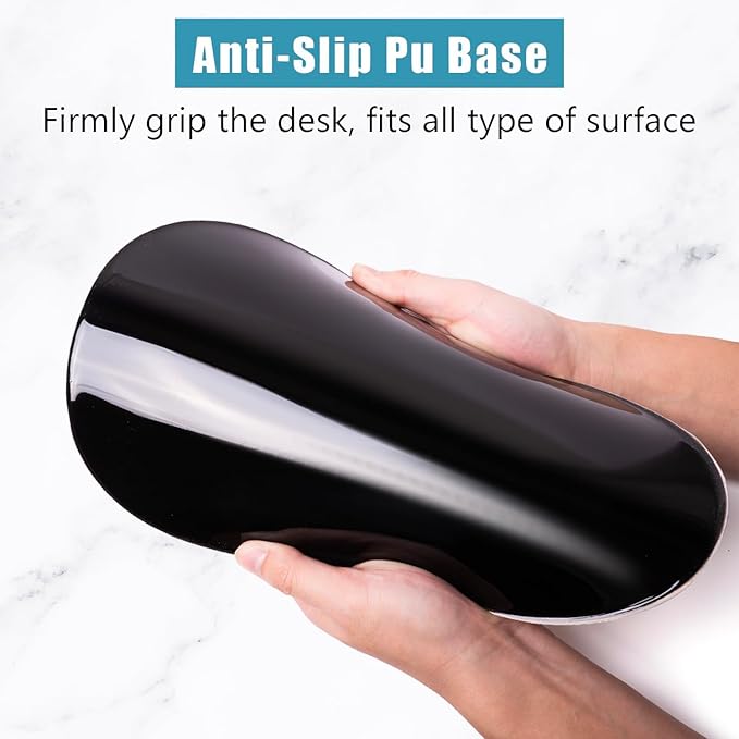 Black Ergonomic Mouse Pad Wrist Support, Mouse Pad with Wrist Rest, Memory Foam Massage Design & Non-Slip PU Base Cute MousePads for Pain Relief, Desk, Office, Home