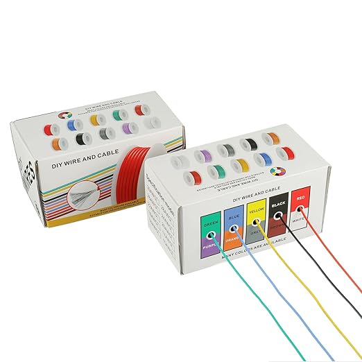 BOJACK 24 AWG Flexible Silicone Wire Electric Wire Hook up Wire Kit 300V Cables with Plus 20 φ3mm Heat Shrink Tubings and a Mini Wire Stripper(5 Colors 19.69Ft Each Color, 24AWG)