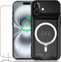 Battery Case iPhone 16 Plus, Upgraded 12000mAh Rechargeable Portable Extended Battery Pack Supported Qi Wireless Charging Case Compatible with iPhone 16 Plus (6.7 inch) Charger Case Power Bank (Black)