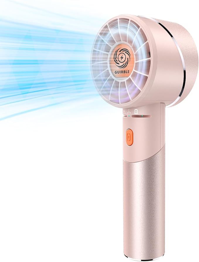 Handheld Fan,Portable Turbo Fan,Powerful Personal Fan(7000rpm High-Speed Motor,Battery Work 3-16 H),USB Rechargeable Mini Handheld Fan for Travel/Outdoor/Gift/Makeup (Rose Pink)