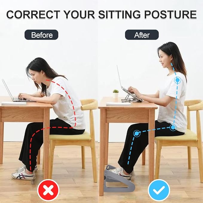 Foot Rest for Under Desk at Work - Six Heights Adjustable Under Desk Footrest - Ergonomic Foot Stools for Under Office Desks - Desks Foot Rest with Massage Rollers - Leg Rest for Chair (Gray)