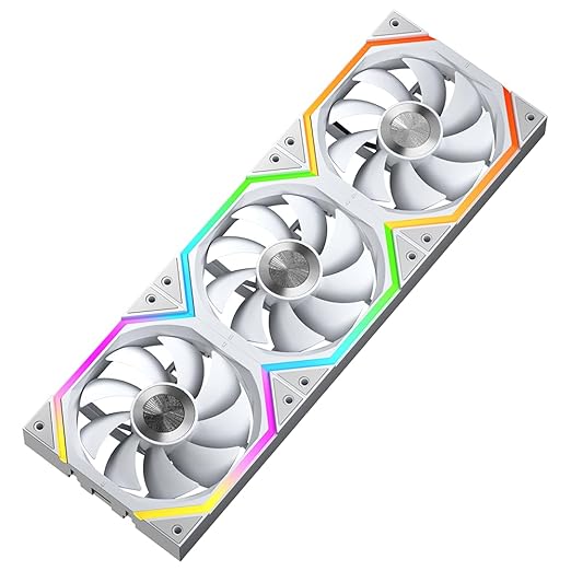 Jungle Leopard Galaxy 120mm PC Case Fan, ARGB and PWM Cooling Fans PC, Axle Core Double Ring CD Pattern Module Computer Fans, Daisy-Chain 5V RGB Fan (White 3 Pack)