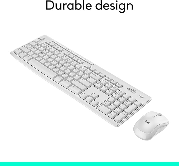Logitech MK270 Wireless Keyboard and Mouse Combo for Windows, 2.4 GHz, 8 Multimedia Keys, PC, Laptop, Wireless Keyboard Compact Mouse Combo - White