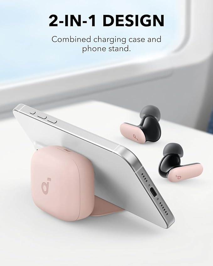 Soundcore P30i by Anker Noise Cancelling Earbuds, Strong and Smart Noise Cancelling, Powerful Bass, 45H Playtime, 2-in-1 Case and Phone Stand, IP54, Wireless Earbuds, Bluetooth 5.4 (Pink)