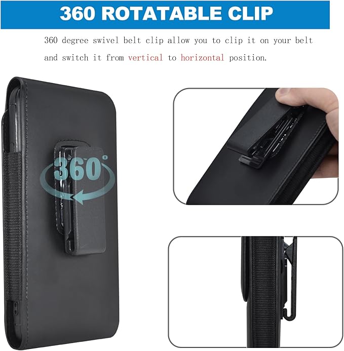 Galaxy S25 Ultra S24 S23 S22 S21 Note 20 Ultra Phone Holster Holder Phone Belt Clip Case PU Leather Pouch for Samsung Galaxy A03S A16 A15 A14 A13 A12 A23 A32 A35 A34 5G, Google Pixel 8 7 6 Pro
