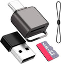 Micro SD Card Reader, BORLTER CLAMP TF Card Reader USB C 3.0 to TF/Micro SD with Type C to Type A Adapter for MacBook, Laptop, Android Phone, Grey