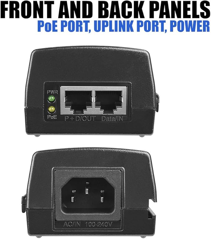 60W PoE++ Injector, BV-Tech Gigabit Power Over Ethernet Adapter | 802.3af/at/bt Compliant | Plug & Play, Up to 325ft | Ideal for IP Cameras, Access Points, VoIP Phones