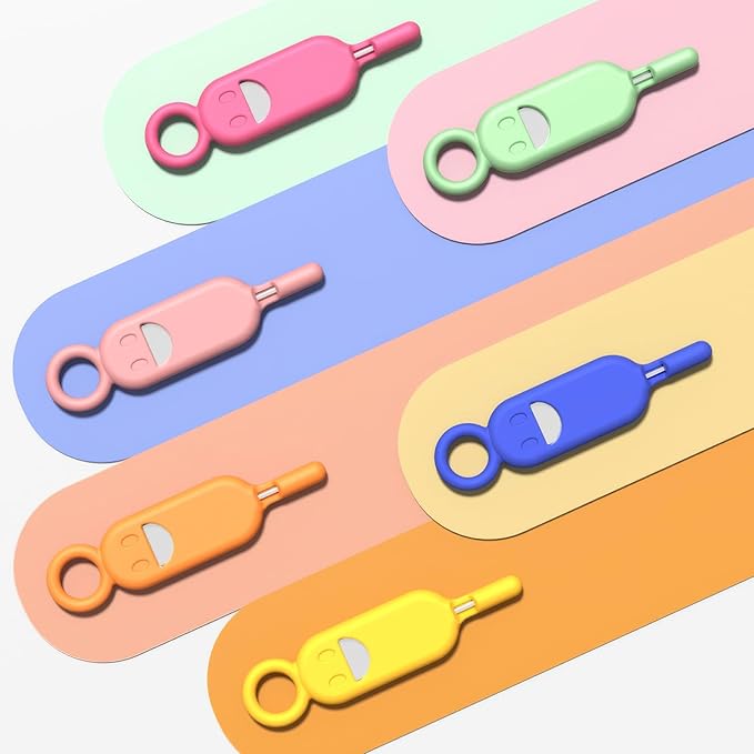 SIM Card Holder Contains Removal Openning Tool Tray Eject Pins 6 Pcs Needle Opener Ejector Compatible with All iPhone Apple iPad HTC Samsung Galaxy Cell Phone (Rainbow (6 Pcs))