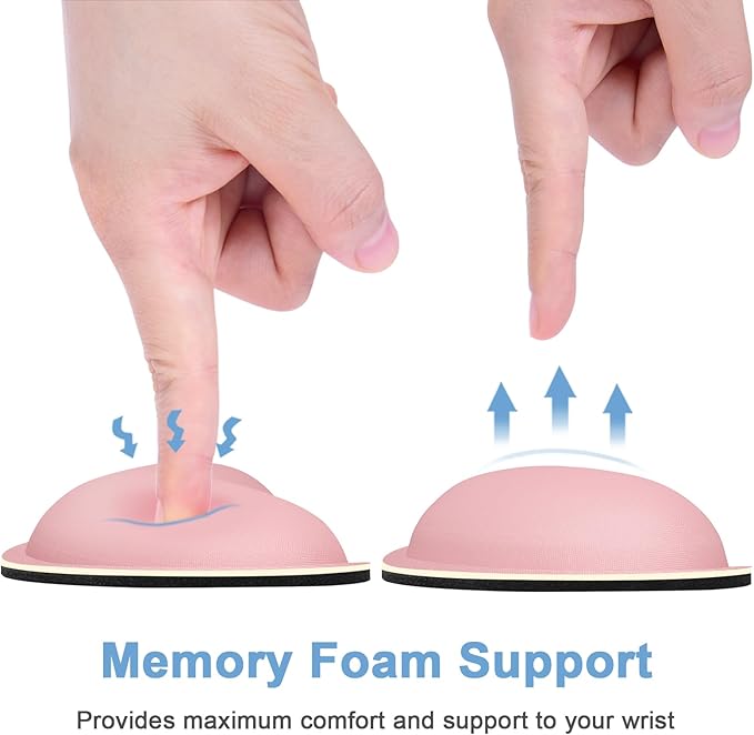 Dapesuom Mouse Wrist Rest, Ergonomic Memory Foam Mouse Wrist for Computer Desk Mats Support, Hand Rest Pad Cushion for Gaming, Office, Laptop, Men, Women, Pain Relief & Easy Typing, Rose Pink