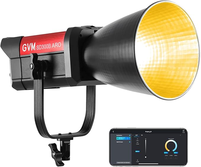 GVM 300W LED Video Light, 221950lux/1m, ARO SD300B Photography Lighting Kit with APP Control, 2700K-6800K Studio Light Continuous Lighting Kit for YouTube,Film,12 Scene Effects