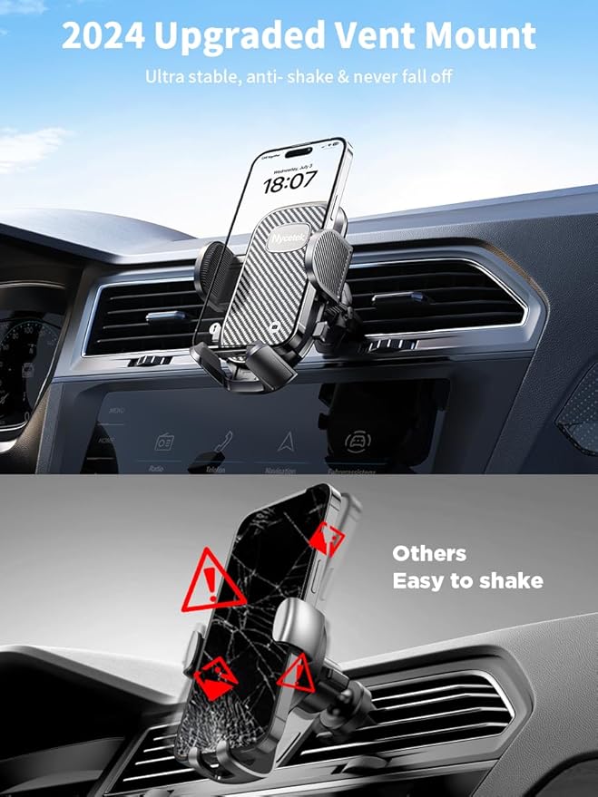 Nycetek 2025 Upgraded Car Vent Phone Mount [Military-Grade Clip] 360° Rotation, Universal Cellphone Holder Fits for iPhone 16 15 14 13 Pro Max Samsung Galaxy S24 S23 & All