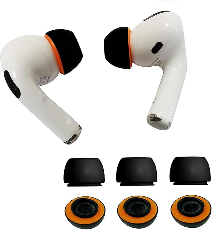 Airpod Pro Ear Tip Memory Foam & Silicone Hybrid Ear Tips, Perfect Noise Reduction, Stays in Your Ears, Ultra-Comfort, Anti-Slip Eartips, Fit in The Charging Case (Black, Medium)