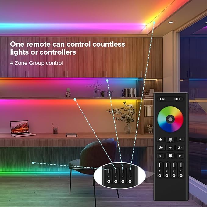 BTF-LIGHTING 2.4G WiFi DR03W RGB SPI Controller RC03RF RF Remote Tuya APP/Smart Life/Google Home/Alexa Control Support WS2812B WS2811 WS2813 WS2815 etc LED Strip STA Mode