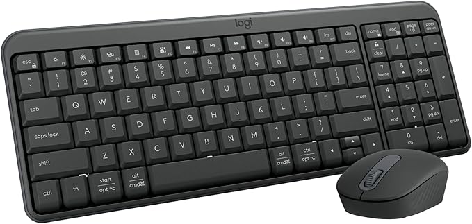 Logitech MK250 Bluetooth Wireless Mouse and Keyboard Combo: Fast & Easy Connectivity, Compact Wireless Keyboard, Ambidextrous Mouse, Durable Build - Windows/MacOS - Graphite