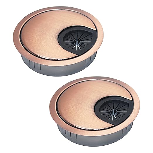 2 Pcs Desk Grommet 2" / 50 mm, Desk Cord Hole Cover, Cable Grommet Metal Zinc Alloy Materilal, Desk Hole Grommet for Home & Office Pc, Detachable Cable Cord Organizer-Copper Red