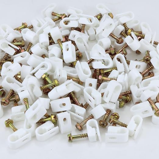Skywalker Flexible Single Cable Screw Clips (Pack of 100 / White)