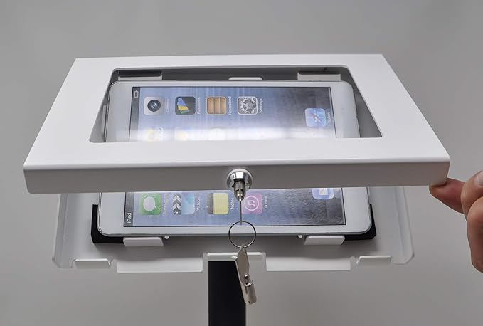 TABcare Locking Security Metal Case for iPad Mini Used as Kiosk, POS, Store, Show Display (White, iPad Mini 1/2/3)