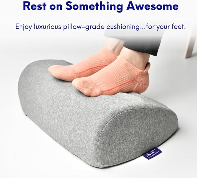 C CUSHION LAB Foot Rest for Under Desk at Work - Adjustable Memory Foam Foot Rest for Office Chair & Gaming Chair - Ergonomic Design for Back & Hip Pain Relief - Wellness Green
