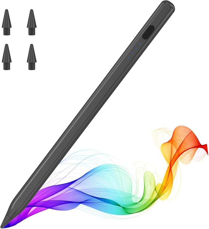 MoKo Pencil for iPad (A16) 11th 10th Gen, Stylus Pen for 2018-2025 Apple iPad 11/10/9/8/7/6/A16, Mini 7/6/5, Air M3/M2 11"/13"/5/4/3, Pro M4 13"/12.9"/11" Tilt Sensitivity, USB-C Fast Charging, Gray