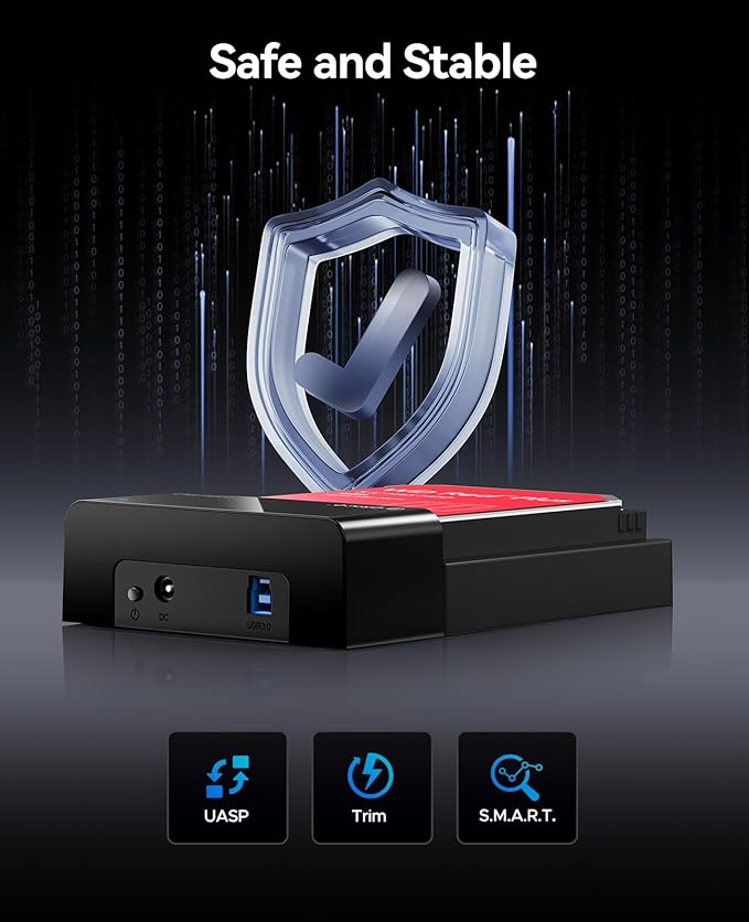 ORICO External USB 3.0 to SATA Hard Drive Lay-Flat Docking Station for 2.5 or 3.5in HDD, SSD Up to 24TB [Support UASP]