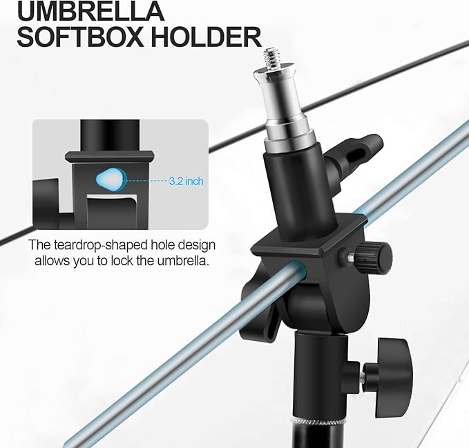 WELLMAKING U-Shape Camera Flash 180°Swivel Mount Bracket with Standard 1/4 to 3/8 inch Metal Male Screw Spigot Stud Compatible for Umbrella Softbox Reflector Holder Stand for Video Light Studio Light