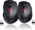 Wireless Mouse, D-09 Computer Mouse USB Cordless Mice for Laptop, Ergo Grips, Lightspeed 5-Level 2400 DPI, 16 Months Battery, Portable for PC Mac Chromebook (2Pack)
