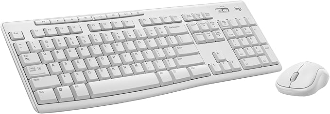 Logitech MK270 Wireless Keyboard and Mouse Combo for Windows, 2.4 GHz, 8 Multimedia Keys, PC, Laptop, Wireless Keyboard Compact Mouse Combo - White