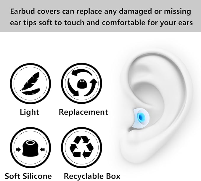 Earbud Replacement Tips Silicone Earbud Tips Earbud Covers Fit for in-Ear Headphones (Inner Hole 3.8mm -5.1mm) Ear Tips Earbud Rubber Tips 9 Pairs S/M/L