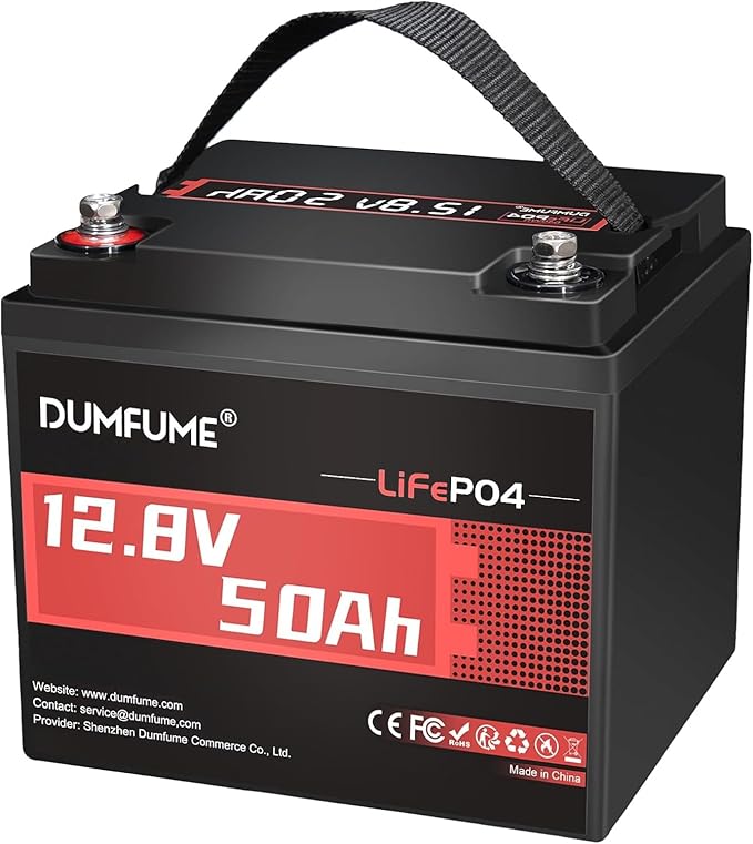 12.8V 50Ah LiFePO4 Lithium Battery, Built-in 50A BMS,640Wh Capacity, 4000+ Cycles, Low-Temp Protection,Perfect for RV, Camping, Trolling Motor, and Home Energy Storage