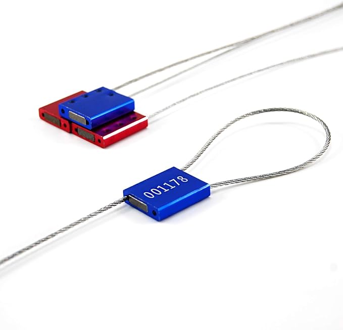 High Security Cable Seals Metal Container Seals Pull Tight Alumium Shipping Security Tags for Logisitics ISO 17712 Certificated (Pack of 100, Blue)