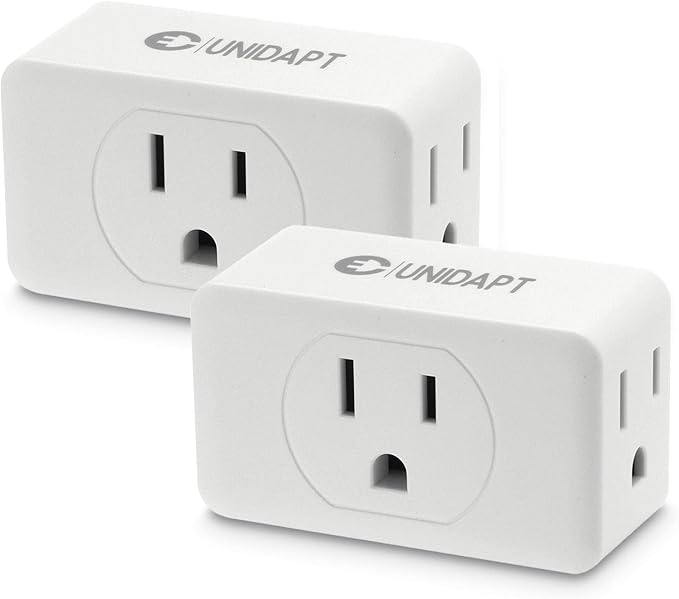 Unidapt Multi Plug Outlet Extender 2 Pack - 3 Way Wall Outlet Splitter, Cruise Ship Essentials Power Plug Adapter, Compact Travel Wall Tap Expander, Flat Angled Design, Home, Office, Dorm - White