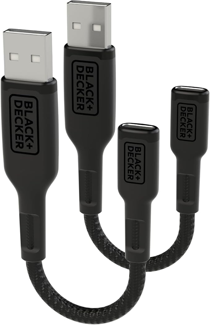 BLACK+DECKER USB C to USB Adapter [2 Pack], Type C Female to USBA Male OTG Cable USBA to USBC Adapter Apple Compatible with MacBook Pro/Air, iPhone 16/15 Series, Samsung Galaxy S24/S23/S22, Black