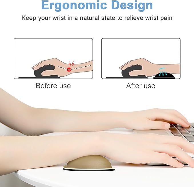 Dapesuom Mouse Wrist Rest, Ergonomic Memory Foam Mouse Wrist for Computer Desk Mats Support, Hand Rest Pad Cushion for Gaming, Office, Laptop, Men, Women, Pain Relief & Easy Typing, Leather Brown