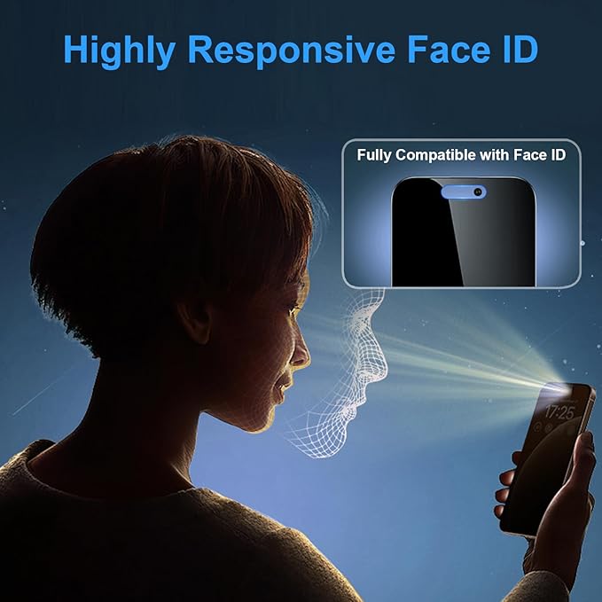 OneFish for iPhone 14 Pro Privacy Screen Protector, 4-Way 360° Anti-Spy Tempered Glass, 9H Hardness, HD Clear, Anti-Fingerprint 3D Curved Edges, Case-Friendly & Easy Installation [2 Pack]